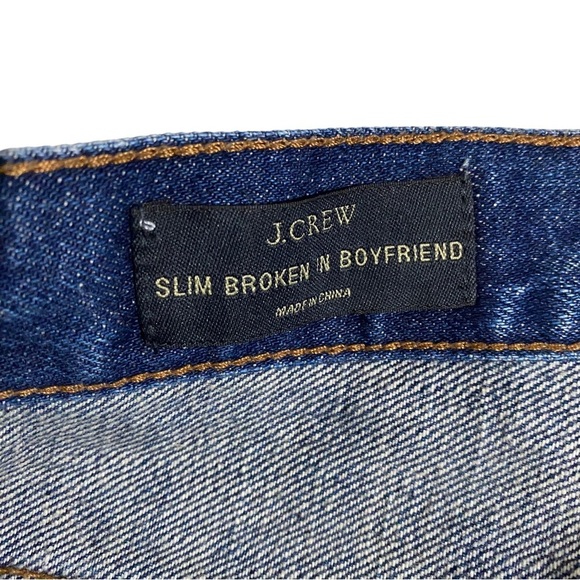 J. Crew Jeans Slim Broken-In Boyfriend Jeans Women Sz 25 x28 Whiskered Denim - Picture 4 of 12